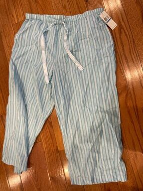 Nautica Women’s Light Blue & White Striped Drawstring Lounge Pants